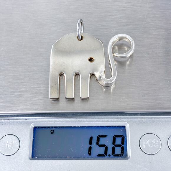 Vintage Silver-Tone Ele-fork Elephant Silverware Jewelry Pendant - Picture 6 of 6